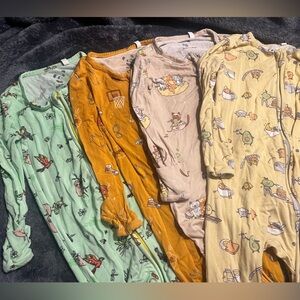 Bellabu Bear Four Pack Cute Print Zip Pajamas Size 2-3 Years